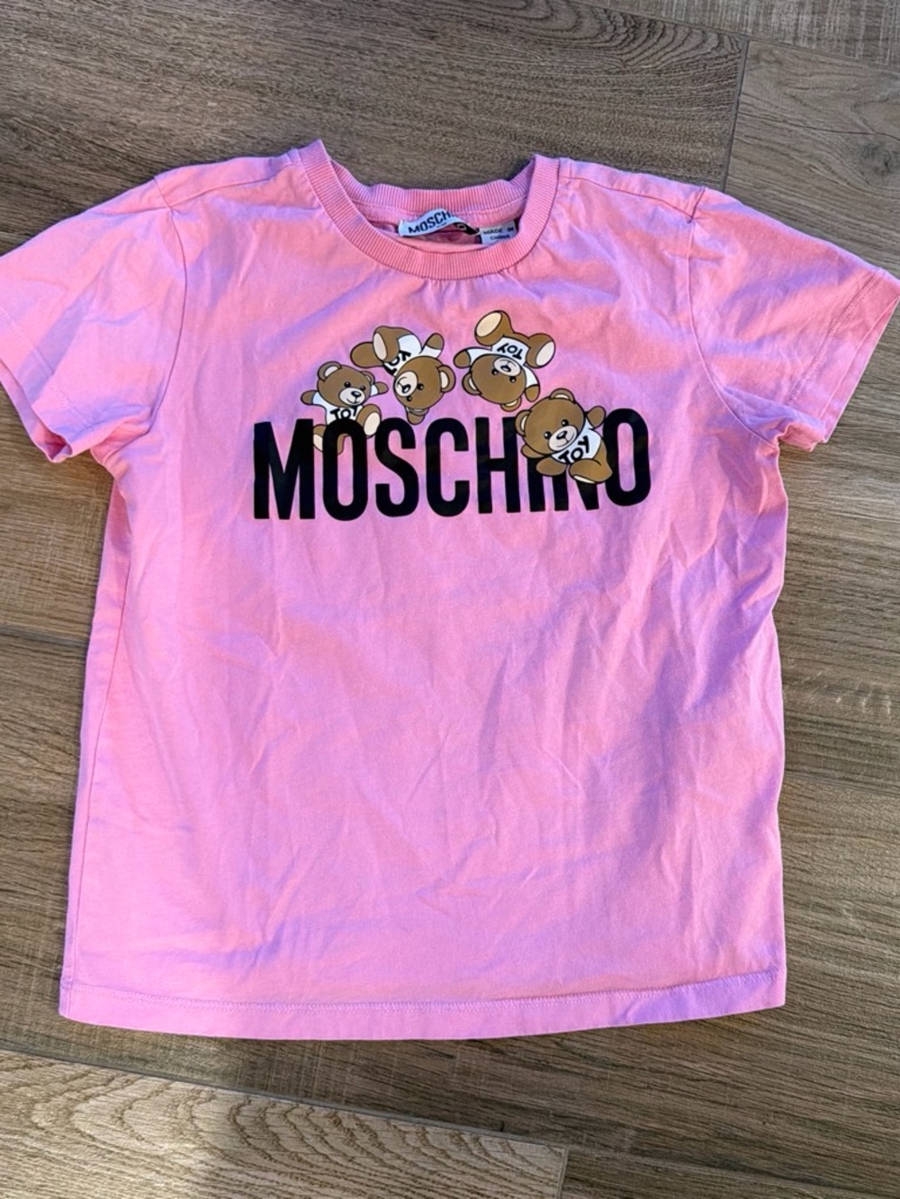 Moschino sz 8 Pink Tee with Teddy Logo Print